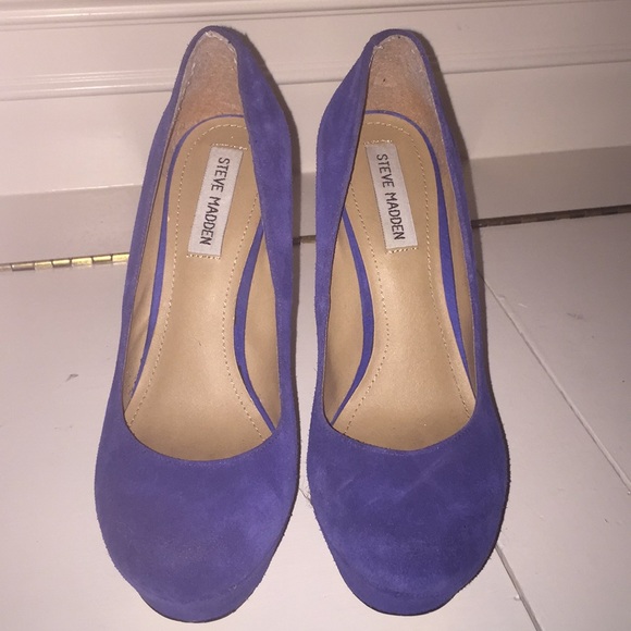 👠EUC Steve Madden Blue Suede Wedges Sz8 👠 - Picture 3 of 4